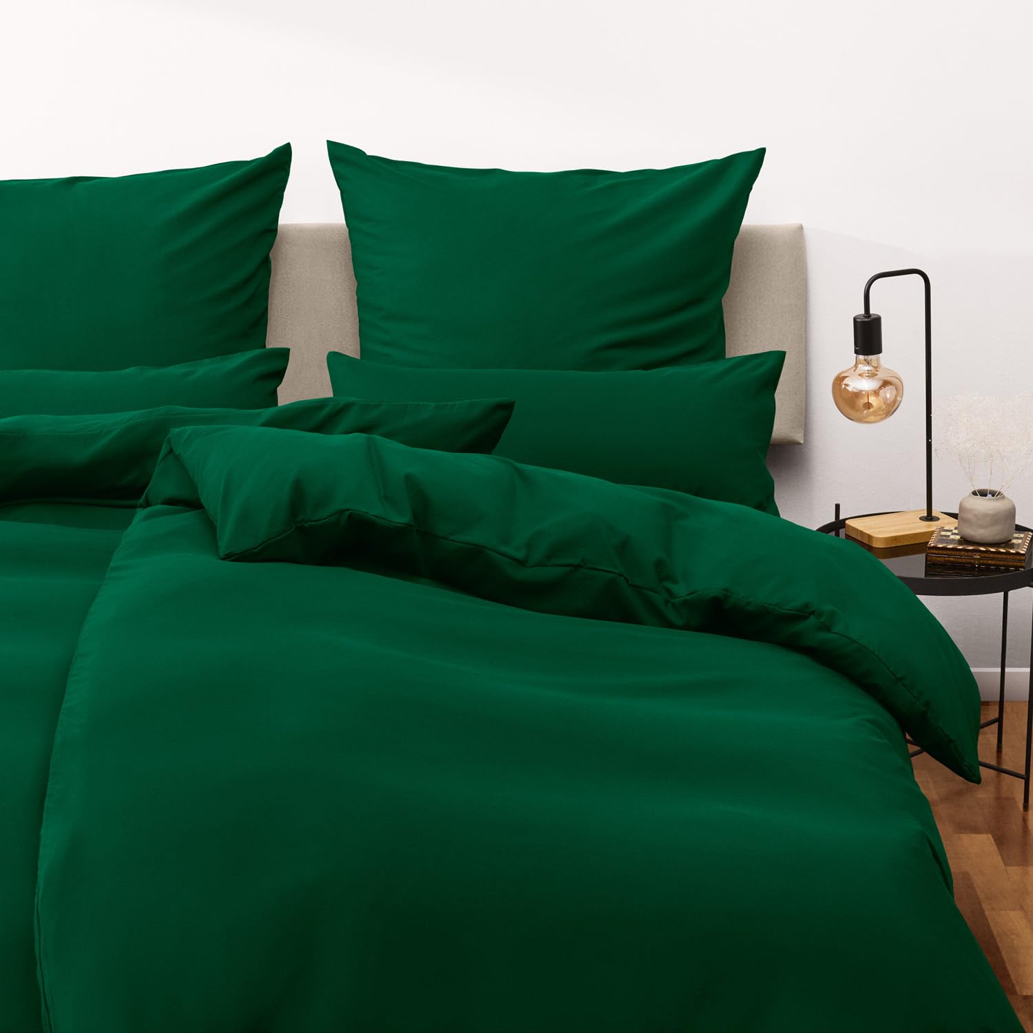 Blumtal Copripiumino Singolo 155x200 e Federa 50x80 - Set di Lenzuola in microfibra extra morbida certificata Oeko-Tex, Set Copripiumino Singolo con 1 Federa - 2 pezzi - Verde Scuro