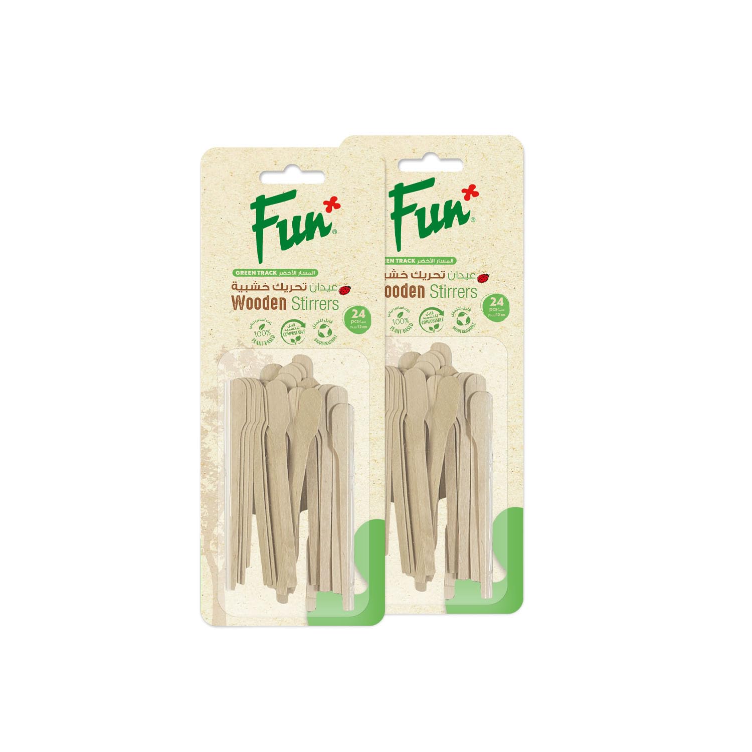 FUN BY AL BAYADER فن Promopack Wooden Stirrers - Stir Sticks for Tea, Hot Chocolate and Craft Projects 12Cm - (Pack of 24 X 2)