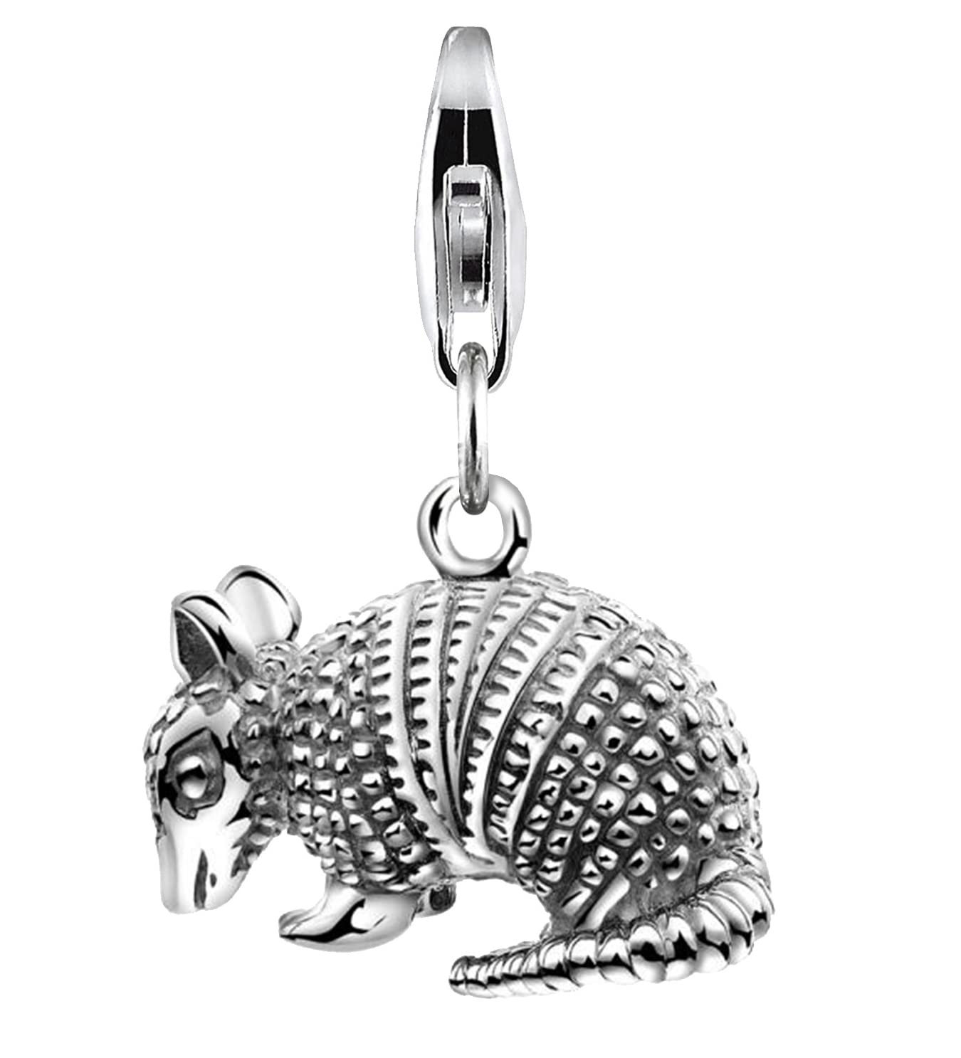 Nenalina Gürteltier Karabiner Charm Anhänger Bettelarmband 925 Silber