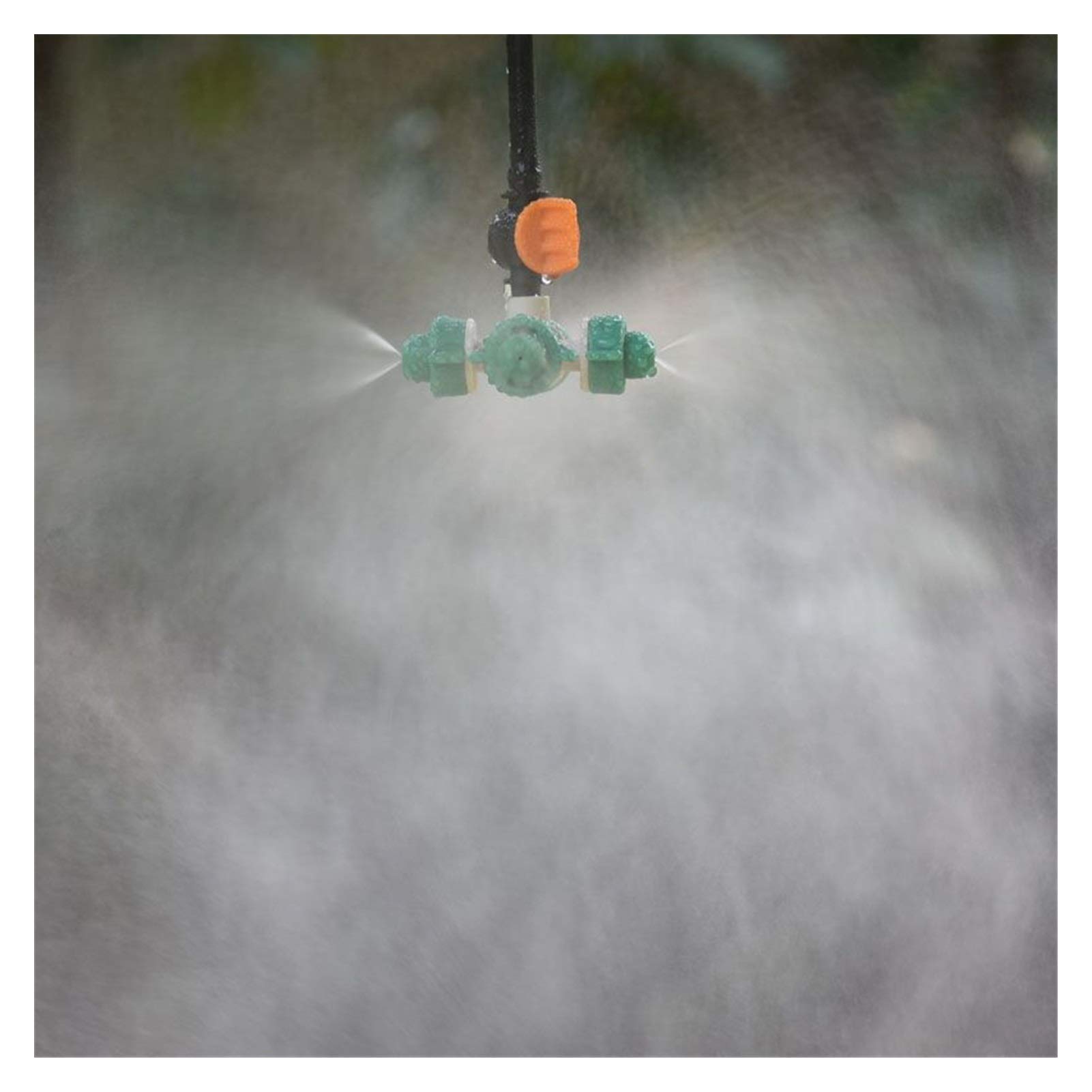 Boquillas atomizadoras Cruzadas Riego por Goteo para Invernadero Pulverizador de Agua Válvula de Niebla antigoteo Boquillas de 4 vías 2 Juegos (Color: Verde)
