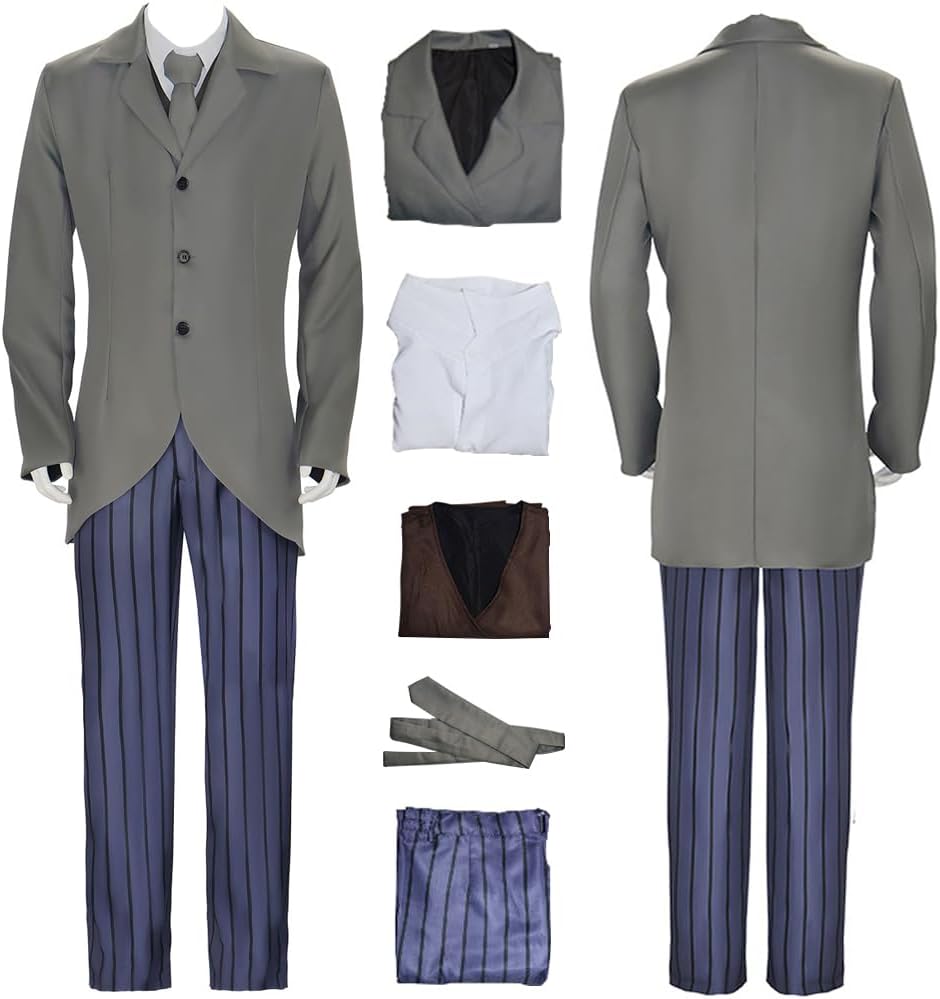 Costume Outfit Uniform Grey Tailcoat Blazer Suit Full Set