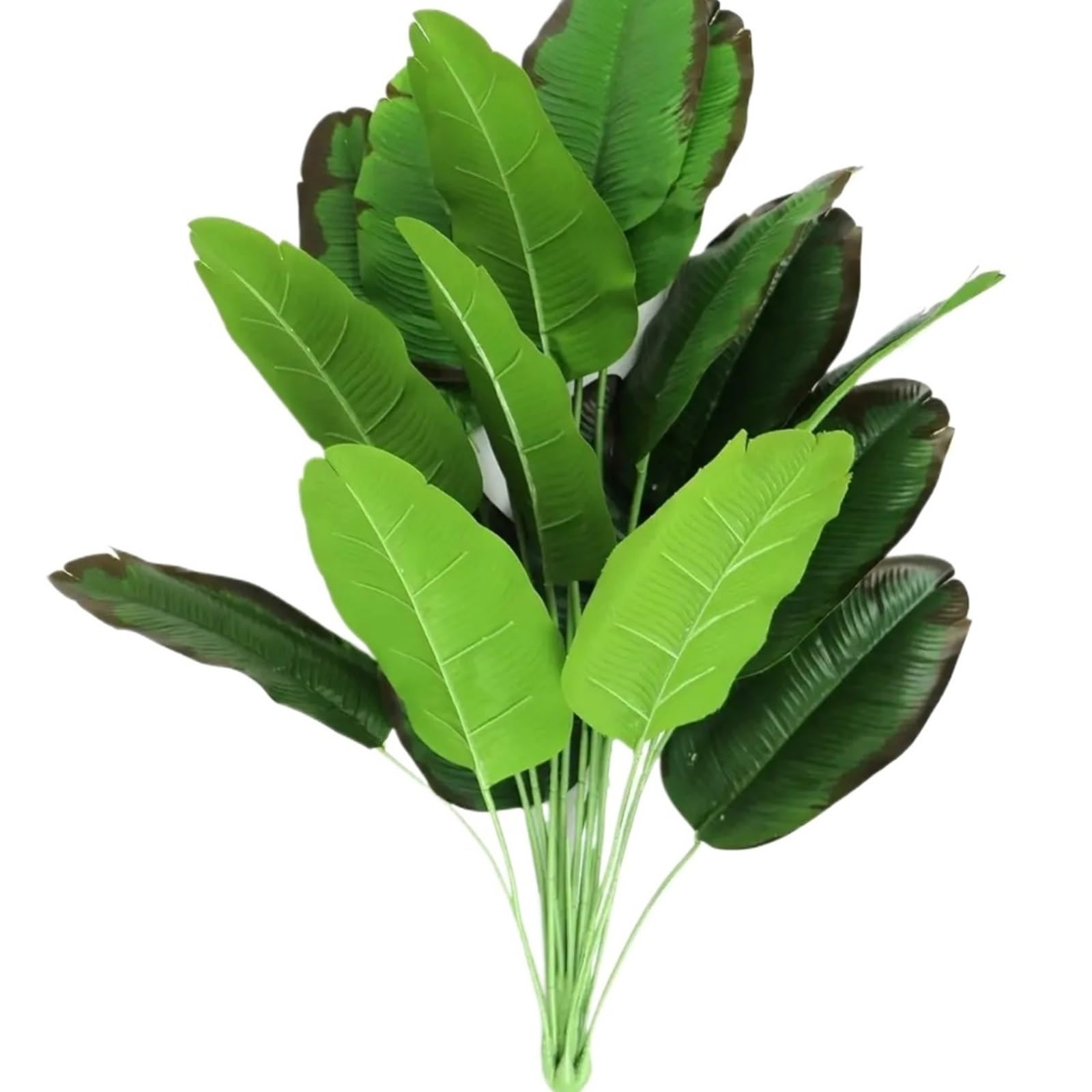 Artificial Foliage Stems 32 Artificial Bird of Paradise Plants 18 Leaves Faux Banana Tree Tropical Turtle Large Palm Leaf Fern Bushes Shrubs(Dark Green 1 packs)