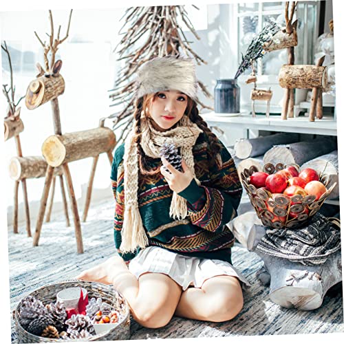Beaupretty Fluffy Faux Fur Hat for Women Stylish Cold Weather Cap Warm and Design for Easy to White2