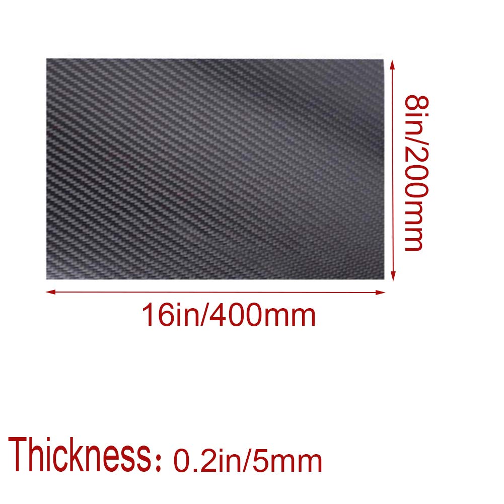 Karbon, Kohlefaserplatten, Platte, 3K-Platte, starres Laminat, Multicopter, Twill, matt, 200 mm x 400 mm(Thickness5mm)