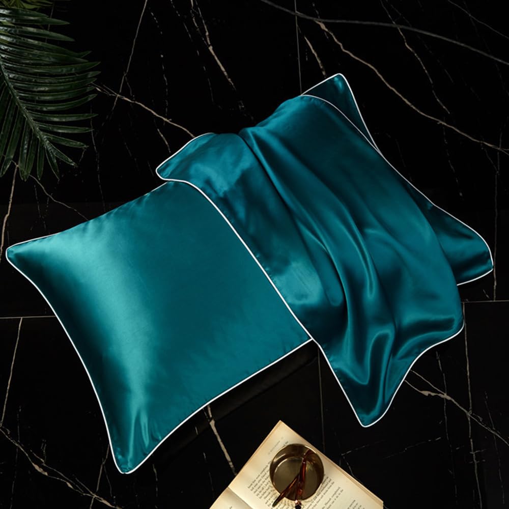 Funda Almohada Funda de Almohada de Lujo de Seda de Morera Natural Pura con diseño de Cierre Tipo sobre Funda Almohada Saten(Champagne)