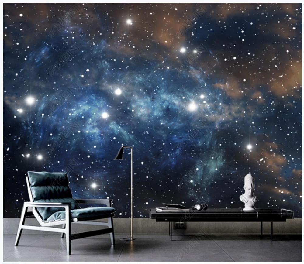 Papier Peint Panoramique Galaxie Bleue Étoilée 400X280cm