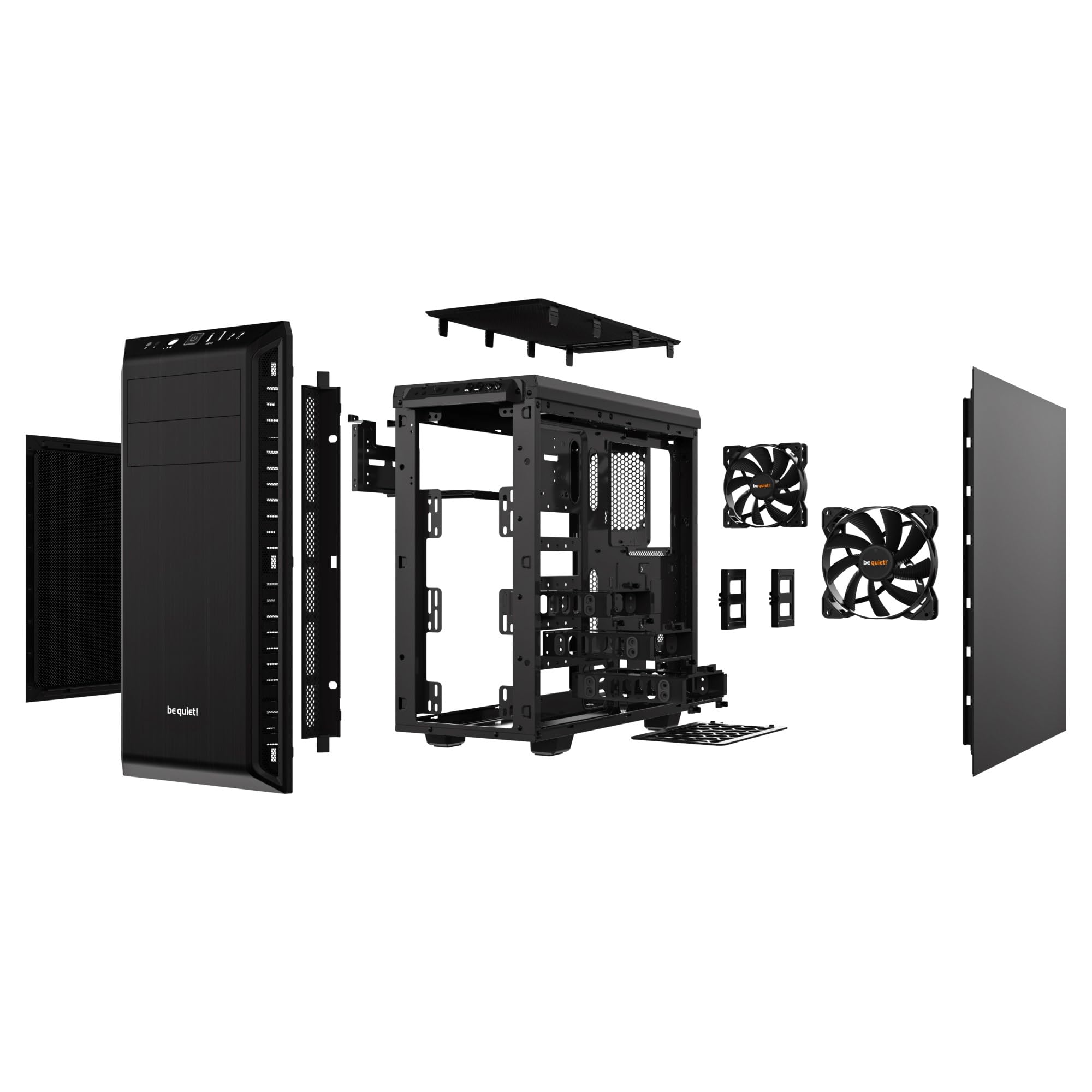 be quiet! Boîtier PC Pure Base 600 Black, 2 Ventilateurs Pure Wings 2, radiateurs jusqu'à 360 mm, Commande de Ventilateur à 3 Niveaux