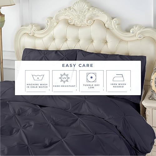 Miniatura 6 de Kotton Culture - Juego de funda de duvet de 3 piezas, 100% algodón egipcio de 1000 hilos, con cierre de cremallera y lazos en las esquinas, diseño