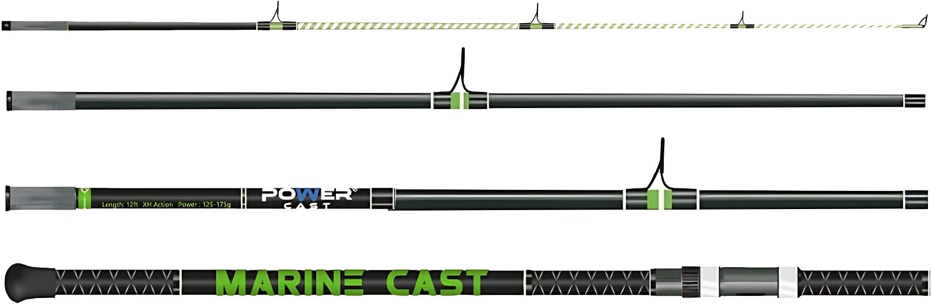 Marine cast lightweight, eye catching design, long casting, extra heavy action beach, pier, surf rod for mackerel, bass, cod, tope, ray (4 pieces)