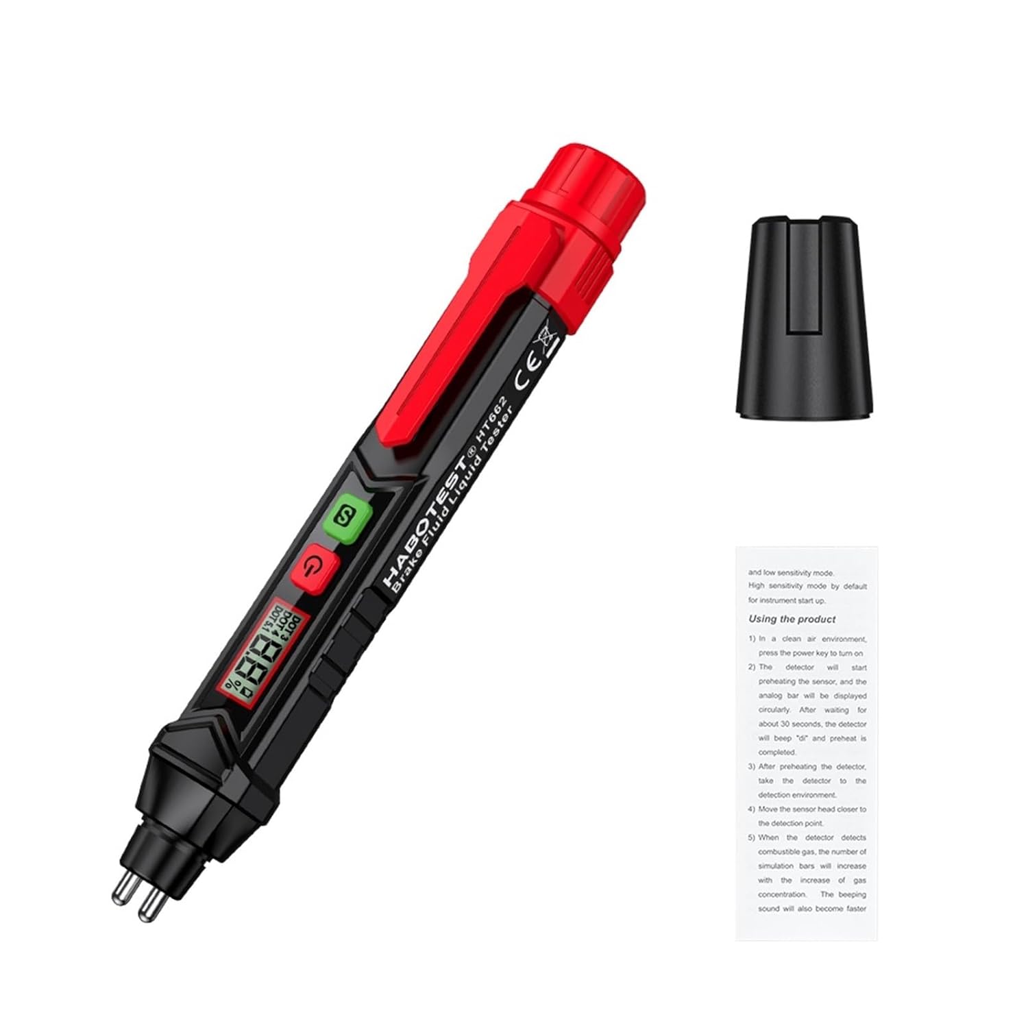 Car Brake Fluid Moisture Meter Liquid Oil Tester Analyzer for DOT3/DOT4/DOT5.1 Brake Oil Quality Check Pen Sound Light Alarm