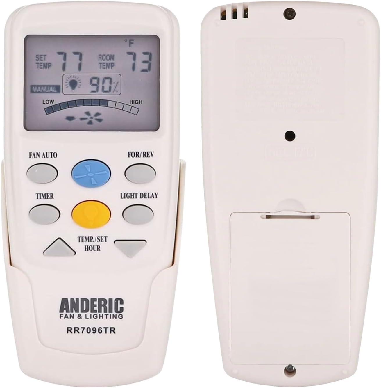 RR7096TR Thermostatic Ceiling Fan Remote Control Replacement for Hampton Bay CHQ7096T | Reverse, Fan Auto, Timer, Light Dimmer | 303 MHz | Works with UC7067FCRX, UC70960TX