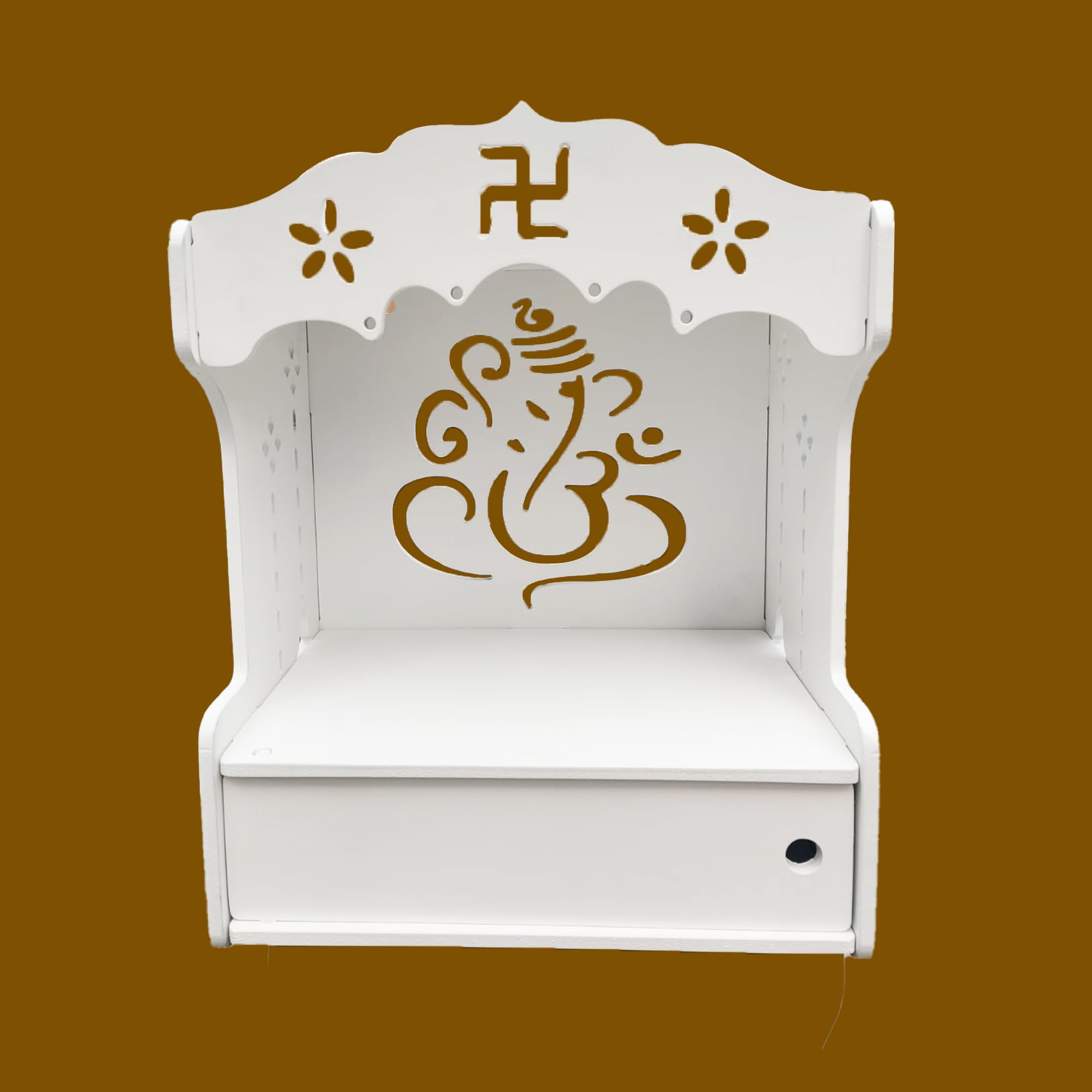 CRAFTS N CREATIONS ADHIYOGI Beautiful Wooden Pooja Stand for Home/Office Mandir/Temple Puja Wall Mounted with Storage (Finish- White PU Paint) (Ganesh JI) (B0DBQ825R1) Amazon Price History, Amazon Price Tracker