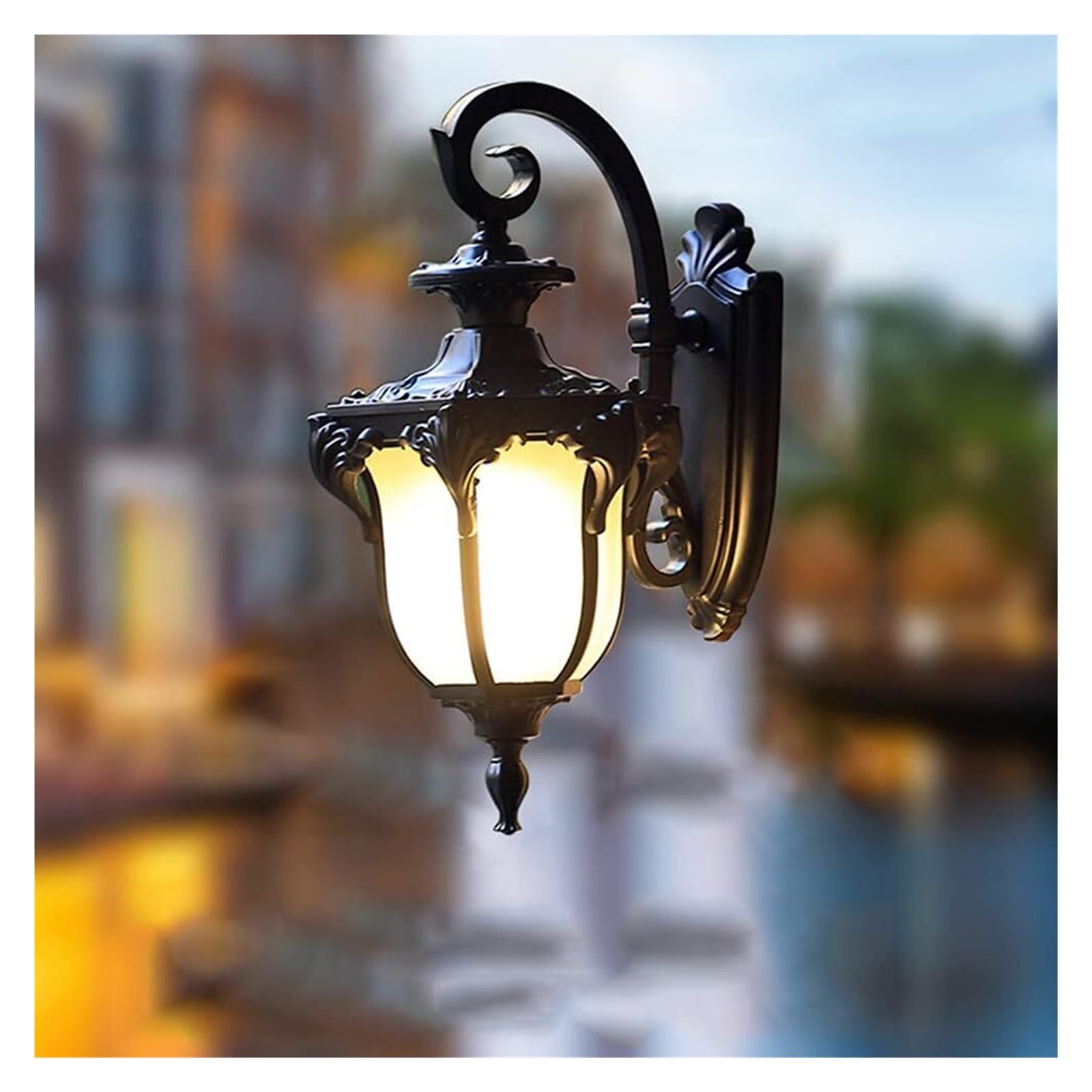 UDPOIUYT Outdoor Wall Lantern, Outdoor Waterproof Glass Lantern Wall Sconce Aluminum Patio Garden Lamp(Style B)