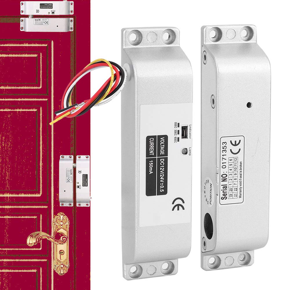 Cerradura de Perno de Caída Eléctrica, Cerradura de Puerta Electrónica Magnética de Modo DC 12V/24V NC con Retardo de Tiempo, Cerradura de Mortaja Eléctrica para Sistema de Control de Acceso