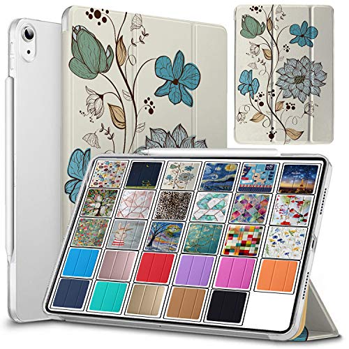 Image of DuraSafe Cases for iPad Air 5th 2022 Air 4th 2020 Gen [iPad Air 4 Air 5 ] 10.9 Inch A2588 A2316 MM6R3HN /A MM6T3HN /A MYHX2HN /A Printed Slim Protective PC Clear Flip Back Cover - Watercolor Flowers