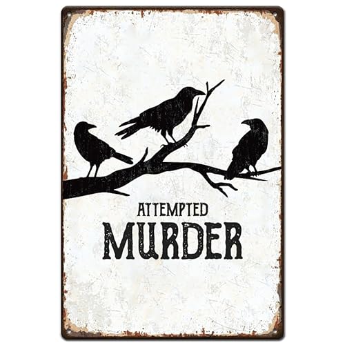 SUPERDANT Crow Raven Tin Sign Vintage Metal Posters Attempted Murder