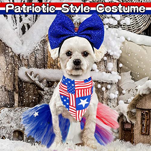 Dog Patriotic Costume 3Pack 4Th Of July Headband Pet Bandana Clothes Tutu Dress Independence Day Outfit Accessories For Small Medium Dogs And Cats Holiday Bib Scarf (7.4 Headband Bandana Dress) #TOP6