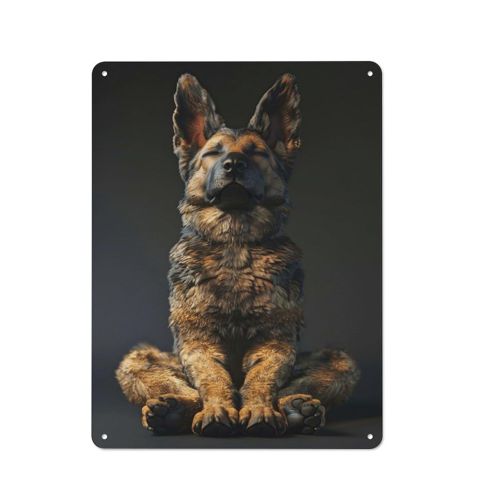 Kitchen Metal Sign with German Shepherd Yoga Relax Design 40x30cm, Cosy Kitchen Wall Decor for Bakery, Diner, Cafe Or Family Room