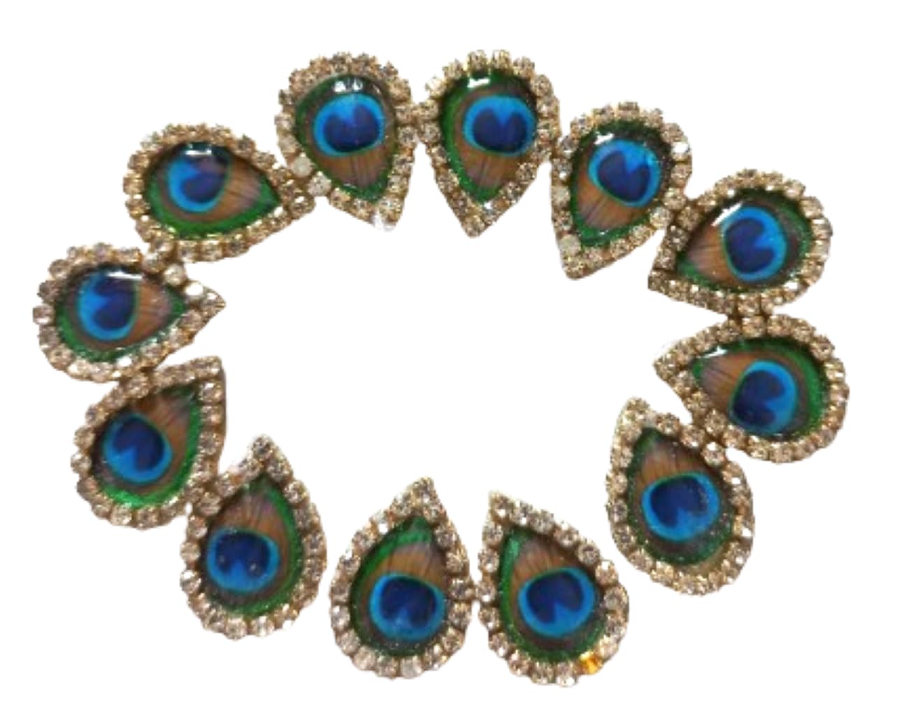 2cm Small Drop Shape More Pankhi Motif/Buties with Stone,Appliques Embellishments for Decoration,Patches for DIY Craft Set of 12 pcs.