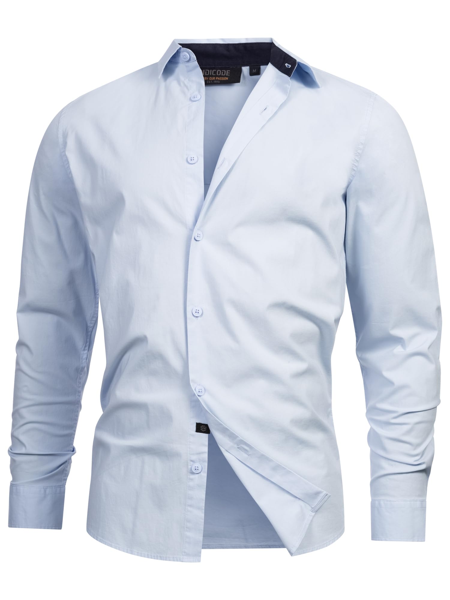 Indicode INKamby Herrenhemd | einfarbig aus 97% Baumwolle, Regular Fit, Langarm