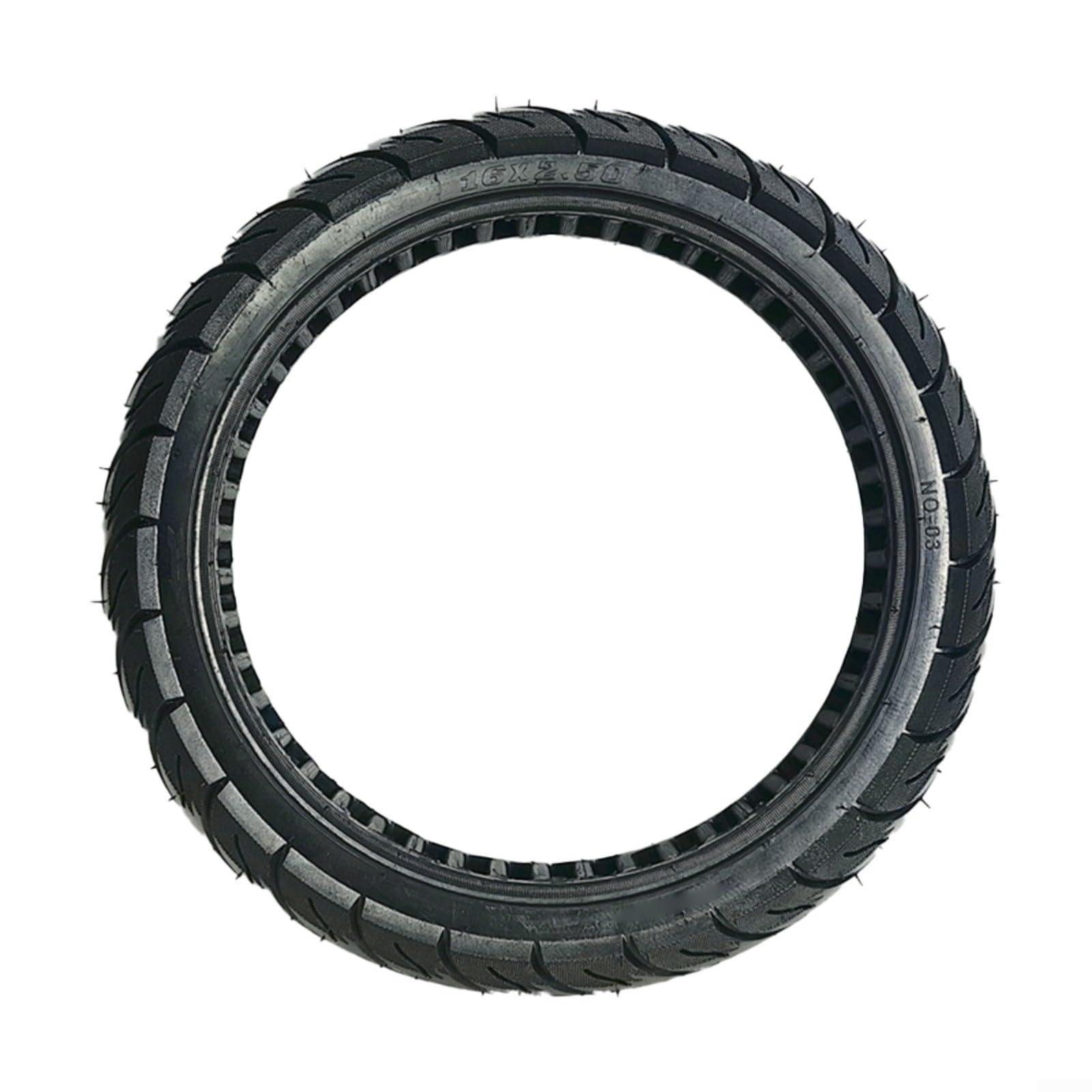 Pneumatici massicci da 16 x 2,5 in gomma per biciclette elettriche da 16 pollici, design intagliato senza gonfiaggio, pneumatici in gomma piena senza manutenzione con maggiore stabilità, nero
