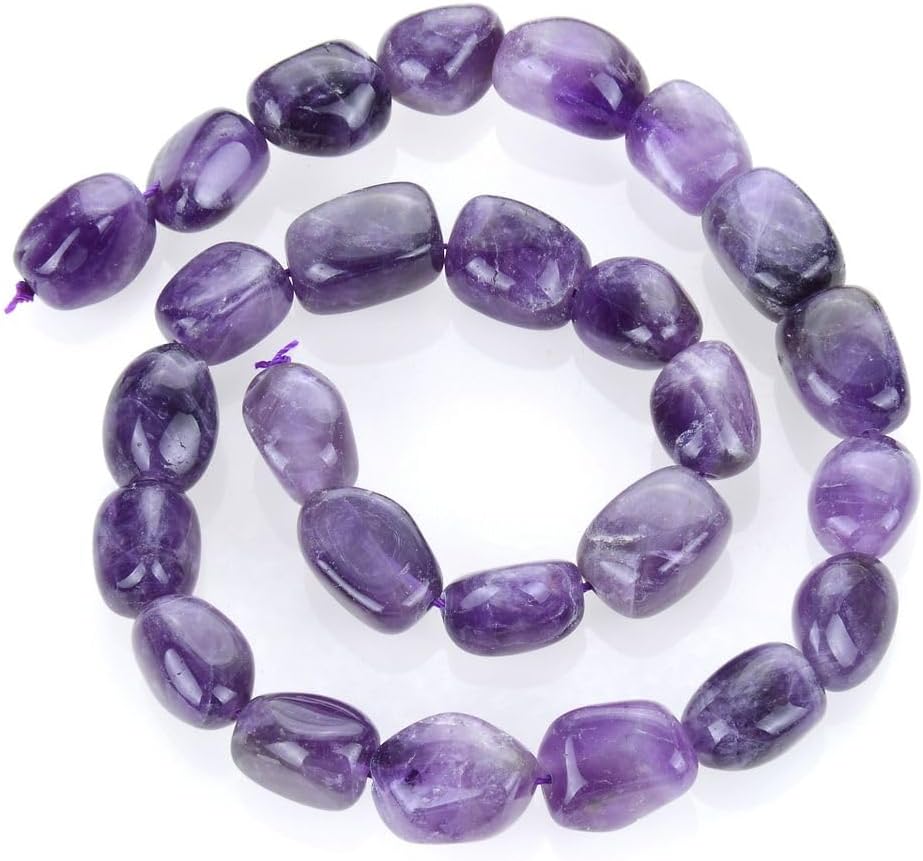 Adabele 45 Inch Natural Purple Amethyst Crystal Gemstone Tumbled Round Nugget Loose Beads 10mm-13mm Gem Stone Spacer for Craft Jewelry Making GZ4-9