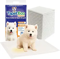 Tapete Higiênico para Cachorro Pet Cães 50 Unidades 60x60 Com Fitas Adesivas Antivazamentos Ultra Absorção 6 Camadas Anti Odores TapetEco Mec G Pet