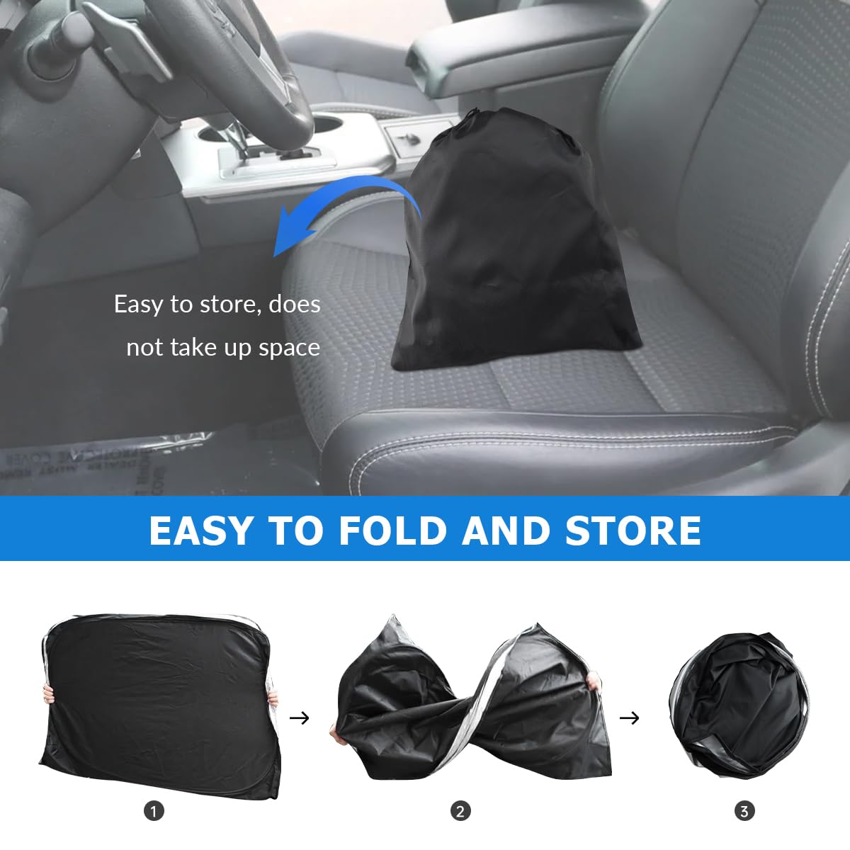 Windshield Sun Shade For 2025 Toyota Camry - Custom Fit, Foldable, Nano Material UV Blocker