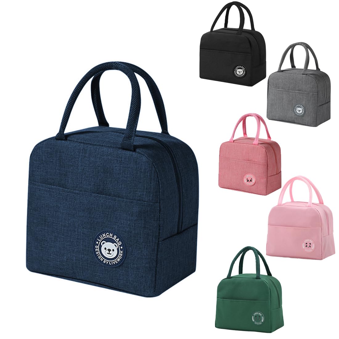 KASESSS Borsa Termica Porta Pranzo, Borsa Porta Pranzo Portatile, Borsa Termica Bambini, Borsa PRanzo Ufficio, Lunch Bag, Borse Termiche POrta Pranzo per Lavoro Scuola Viaggio Campeggio Picnic (Blu