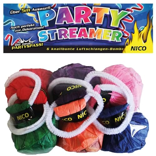 Nico Europe® Party Streamer bunt, 3 Beutel mit insgesamt 18 Luftschlangenbällen