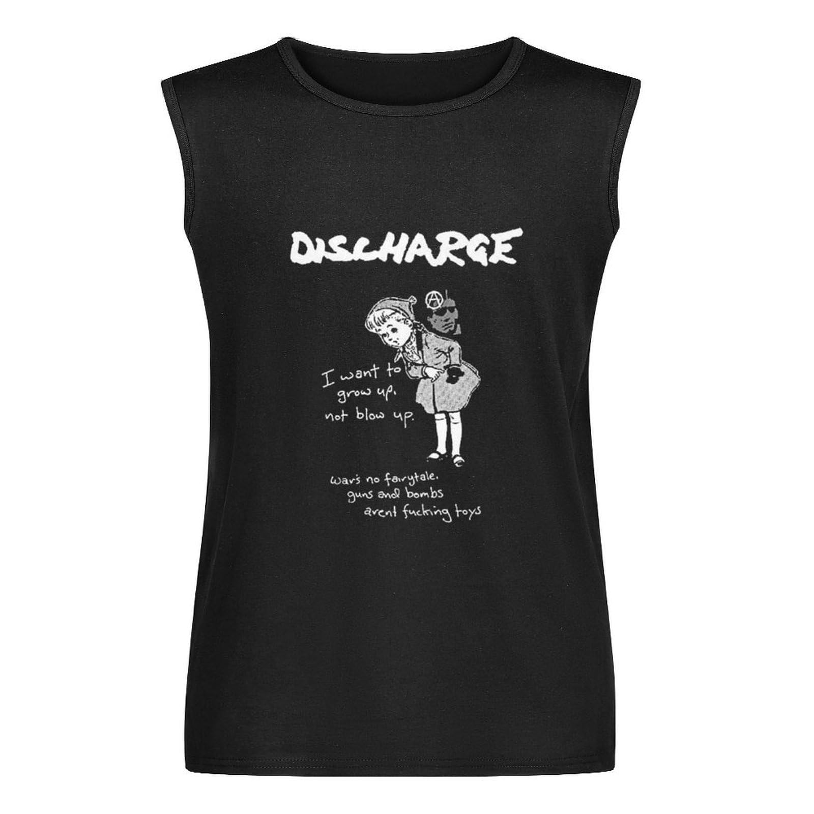 Discharge Fight Back Punk Rock Hardcore Mens T-Shirt Unisex Sleeveless Tops Black Vest Tank Tee 3XL