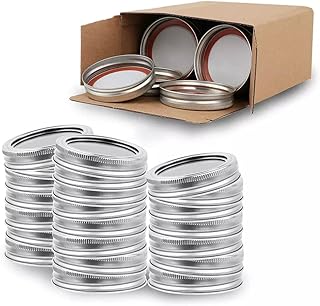 100 Pcs Premium Regular Mason Jar Lids and Bands Set Split-type Canning Lids for Jars, Kerr Jars Lids, Leak Proof Food Grade Material, 100% Fit & Airtight for Regular Mouth (70mm, Silver)