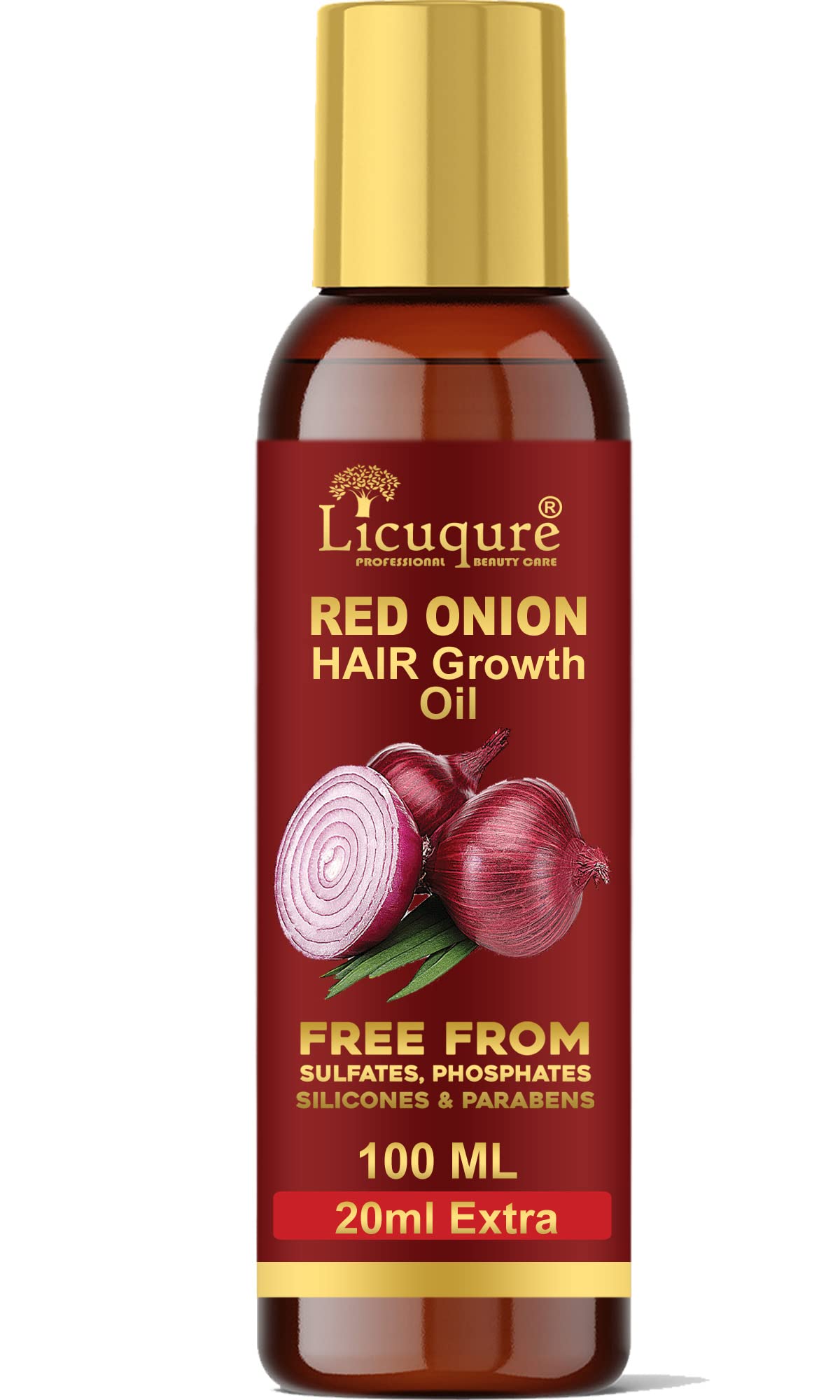LicuqureRed Onion Hair Growth Oil With Blend Of Essential Oils | Natural Ingredients No Mineral & Paraben | Also Controls Hair Fall & Dandruff For Men & Women Hair Oil (100 ml)