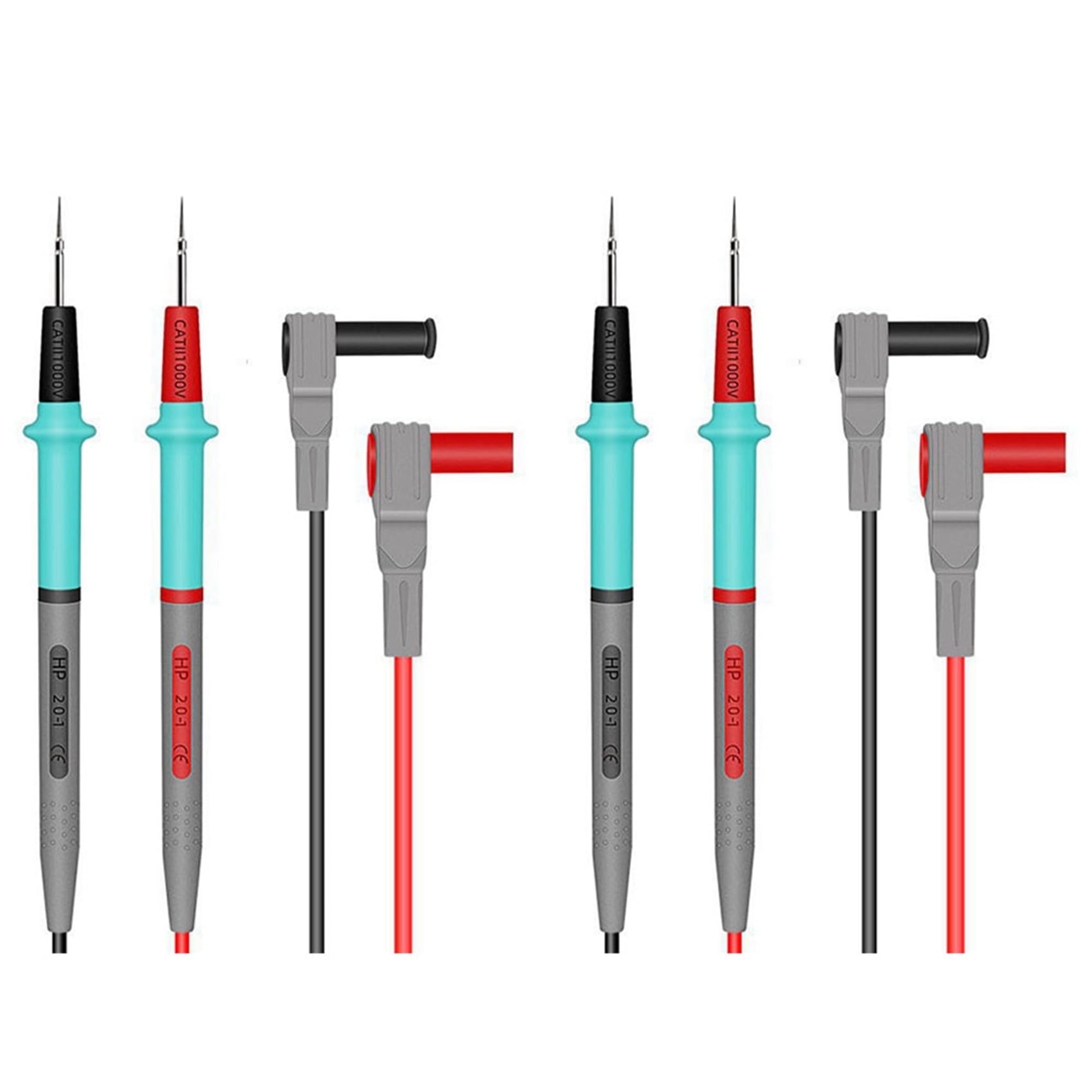 Jnchdghwa As Shown 2X Multimeter Test Leads Silicone Line 1000V 20A Needle-Tip Probe Tester Multimeter Cable