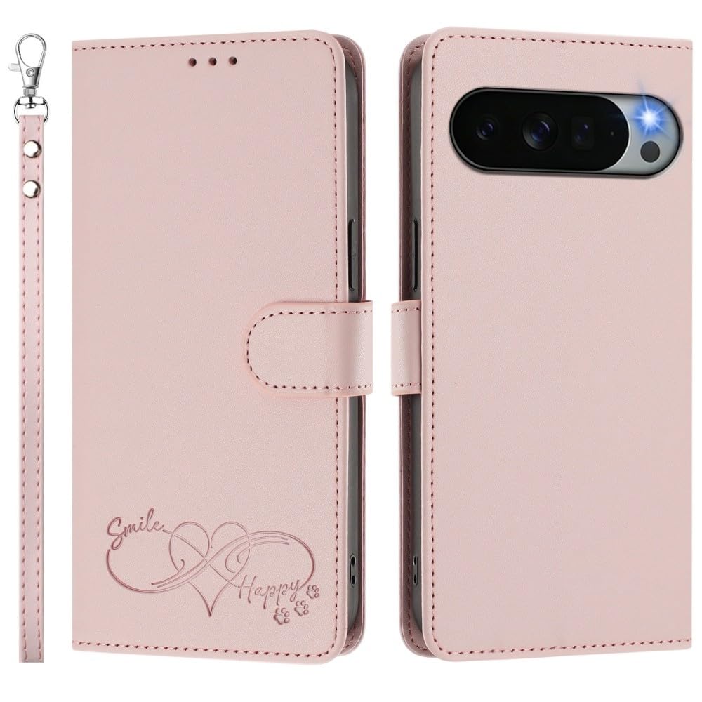 Étui compatible avec Google Pixel 7A rose clapet magnétique cuir - 8