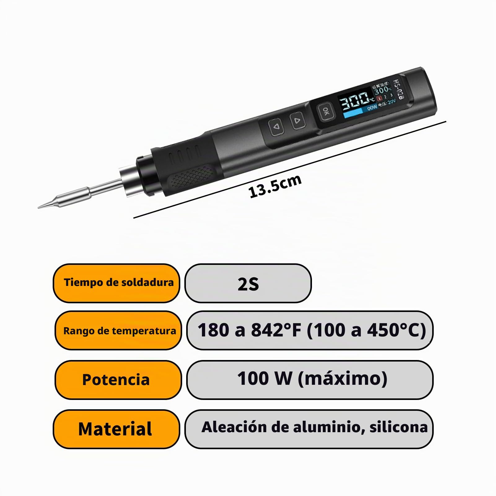 Juego de soldador 100W Soldador CC 9-24V PD/QC/DC 180-842℉ calefacción, 3 cabezas de soldadura, pantalla IPS, adecuado para componentes electrónicos, electrodomésticos bricolaje (HS-02B Estándar 3)