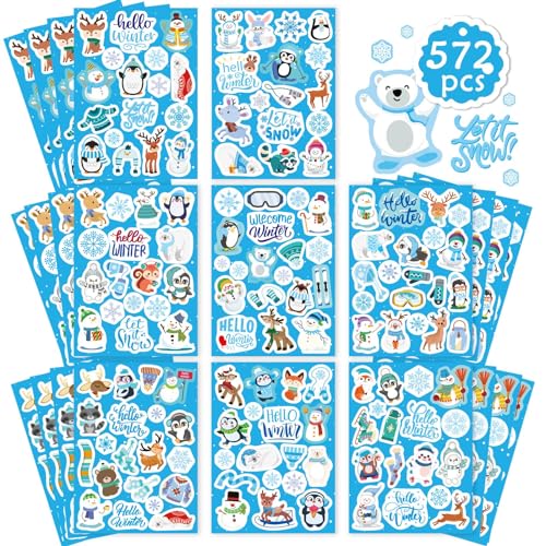 576 Pcs Winter Stickers for Kids Winter Holiday Stickers Christmas Craft