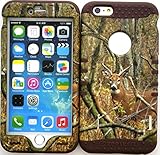 iPhone 6s Case, Wireless Fones TM Heavy Duty Hybrid Kickstand Cover Case Real Deer Camo Mossy Snap On Brown Skin for iPhone 6s