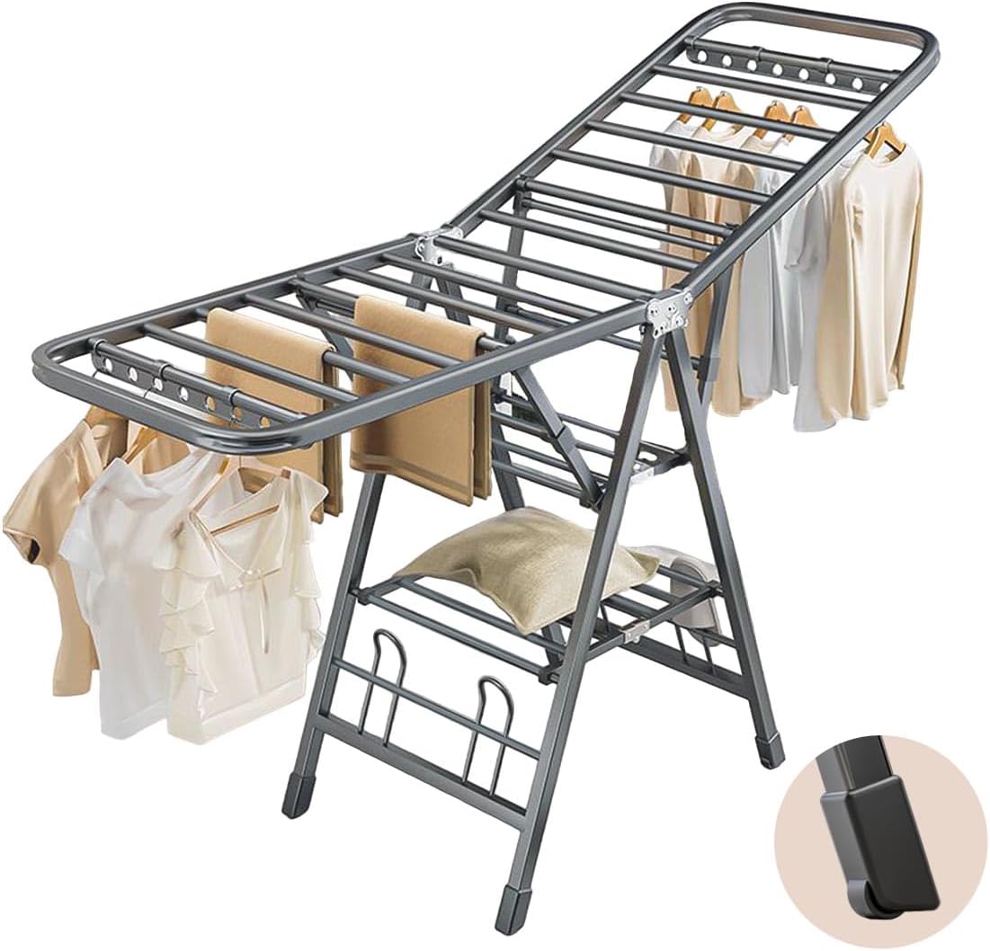 ASDFGHBJ 3Tier Clothes Drying Stand,150/180cm Width Carbon Steel