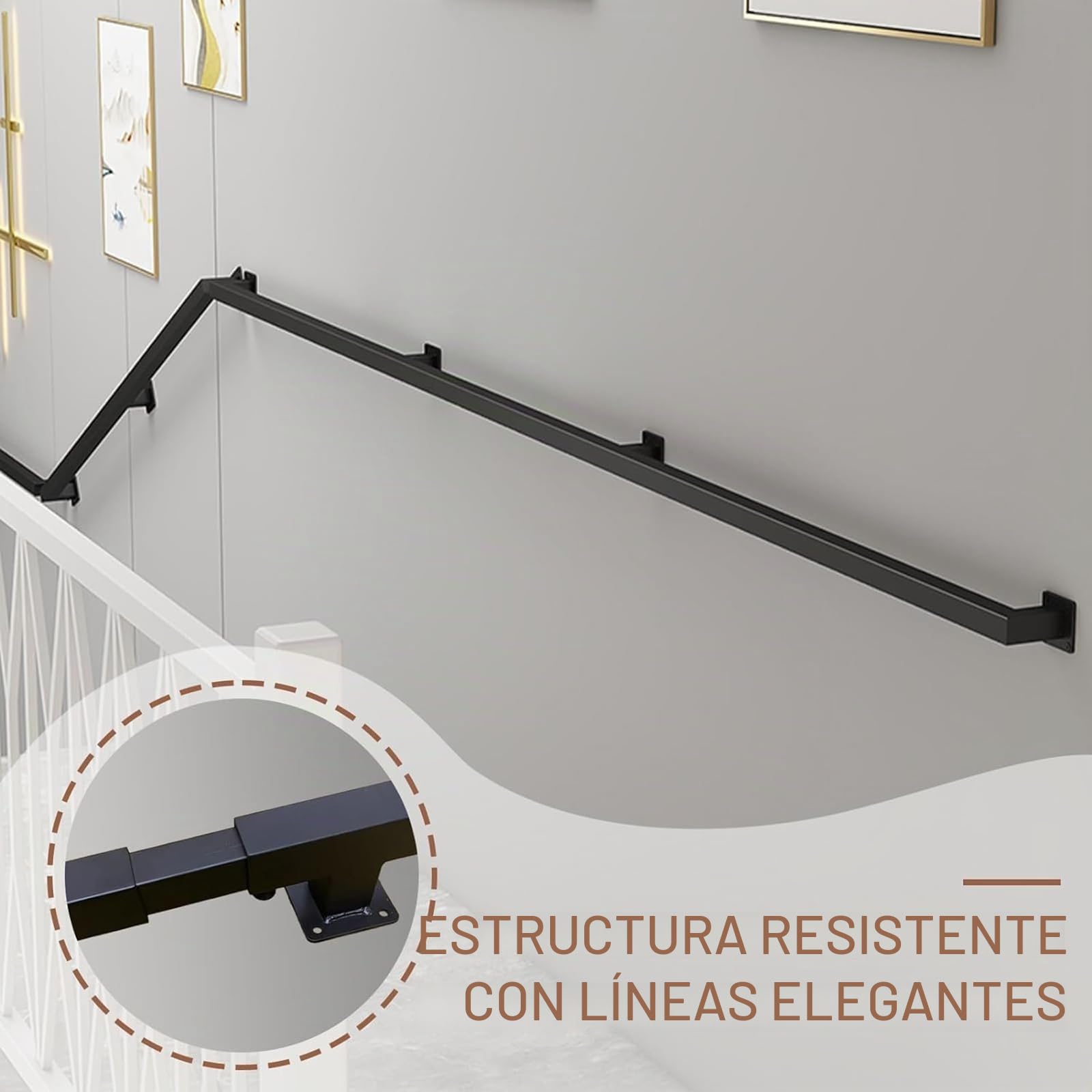 30cm Pasamanos de Escalera de Hierro Forjado para Interiores y Exteriores, Poste de Apoyo para barandillas de escaleras para niños Mayores, reposabrazos Antideslizante
