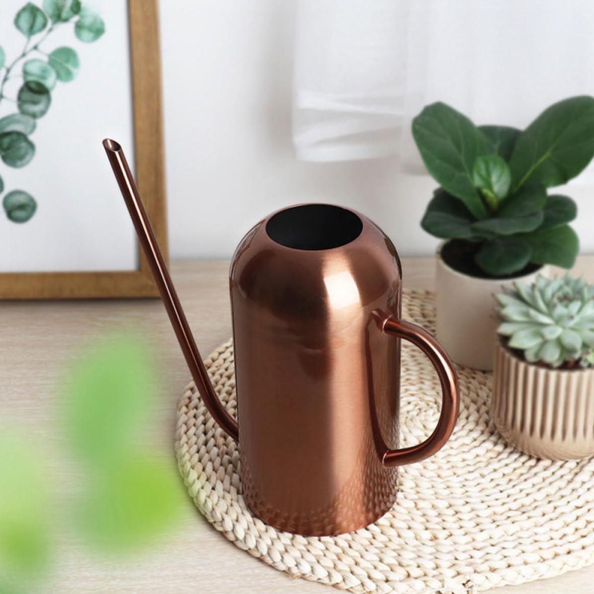 Regadera Vintage de Acero Inoxidable de 1.5l Mango Ergonómico y Diseño Resistente para Riego de Jardín y Flores