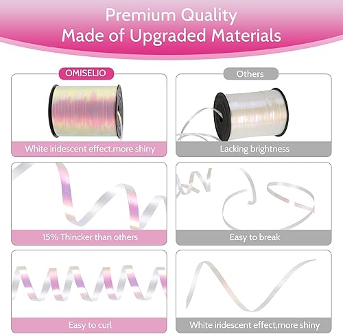 Miniatura 2 de Cinta blanca iridiscente de 500 yardas para fiestas, festivales, manualidades, decoración, floristas, bodas, manualidades y papel de regalo (blanco