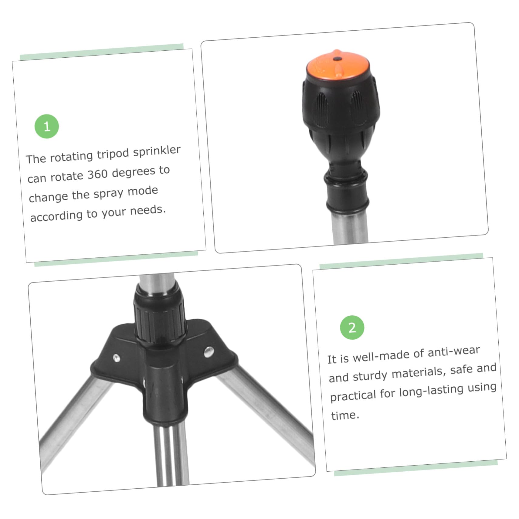 Irrigatore da Giardino a Treppiede Rotante Automatico Retrattile | Set 1 Pezzo, Lega di Alluminio e Plastica, Anti Perdita, per Alberi e Terreni Agricoli