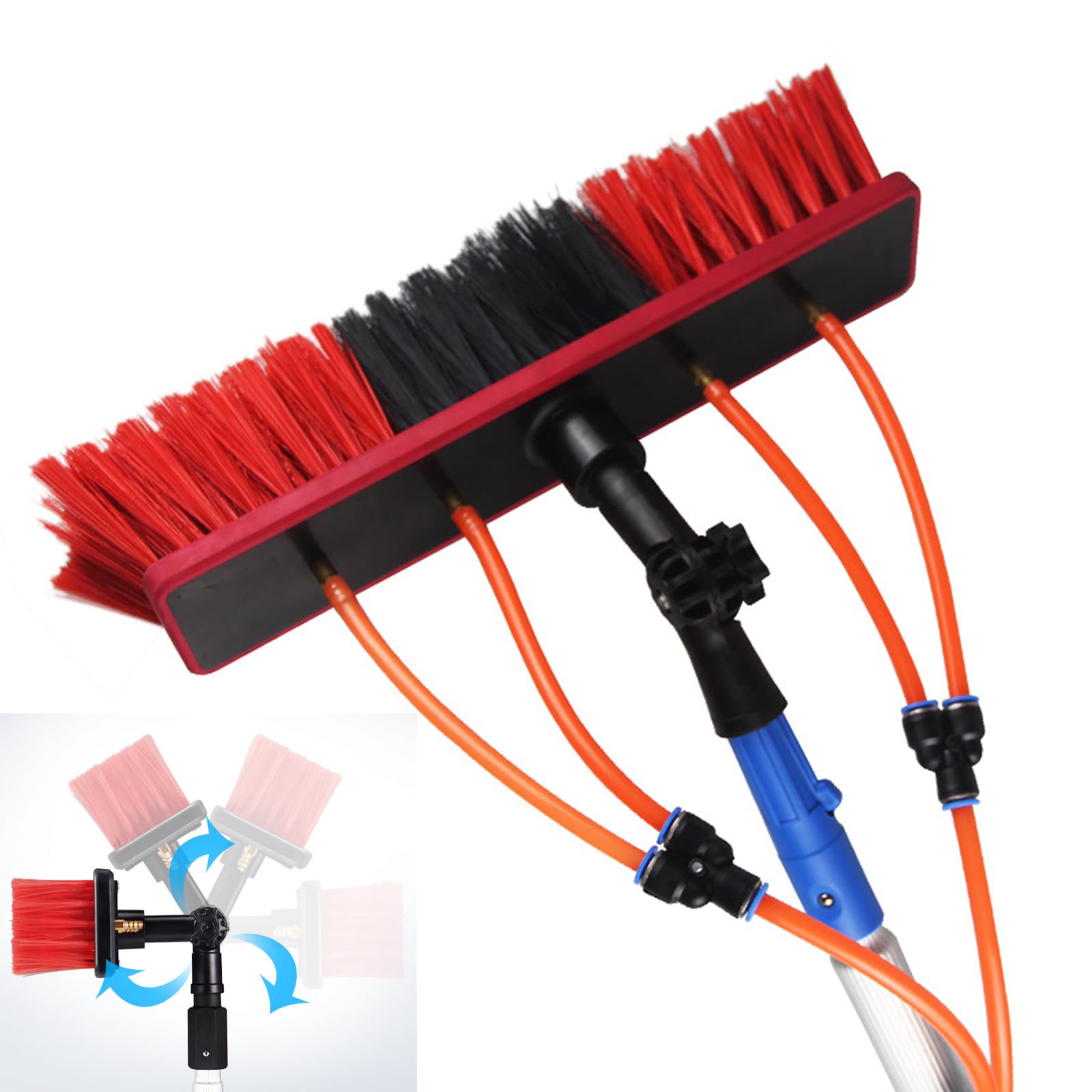 GTHTUHFD Telescopic Water Fed Brush 10-39Ft | Window & Solar Panel Cleaning Pole | Extendable 8M Rod With 35Cm Brush Head For Conservatory Roofs & Outdoor Cleaning,B-brush 55cm-5m