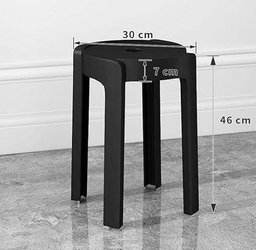 Taburetes apilables de plástico, sillas redondas portátiles sin respaldo para cocinas y jardines, disponibles en 10 colores, soluciones de asientos grises para exteriores - imagen 8