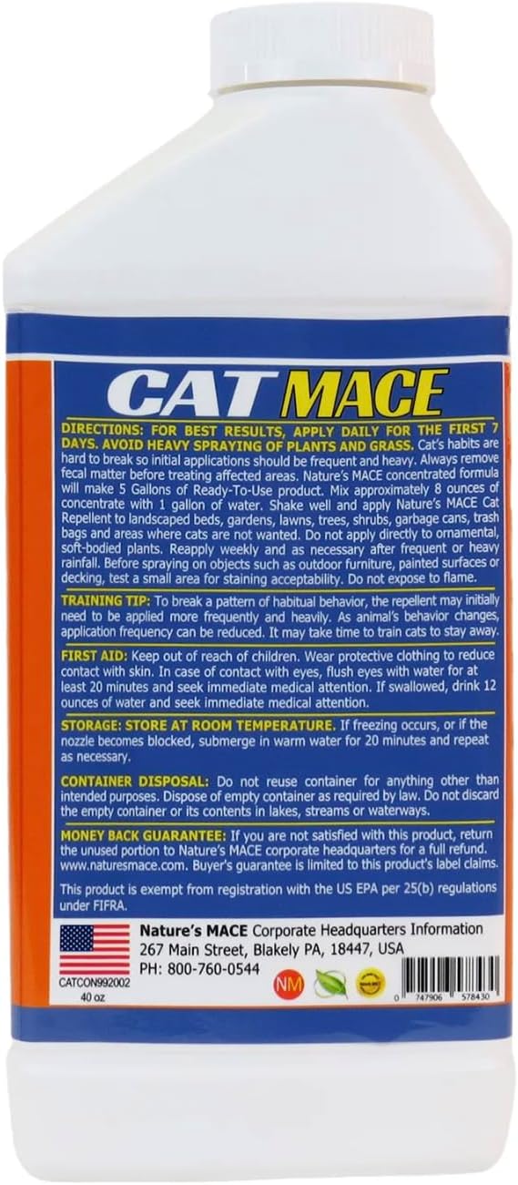 Nature’s Mace Cat Yard & Home Use Concentrate, Plant-Based Formula, Indoor/Outdoor, 40 oz