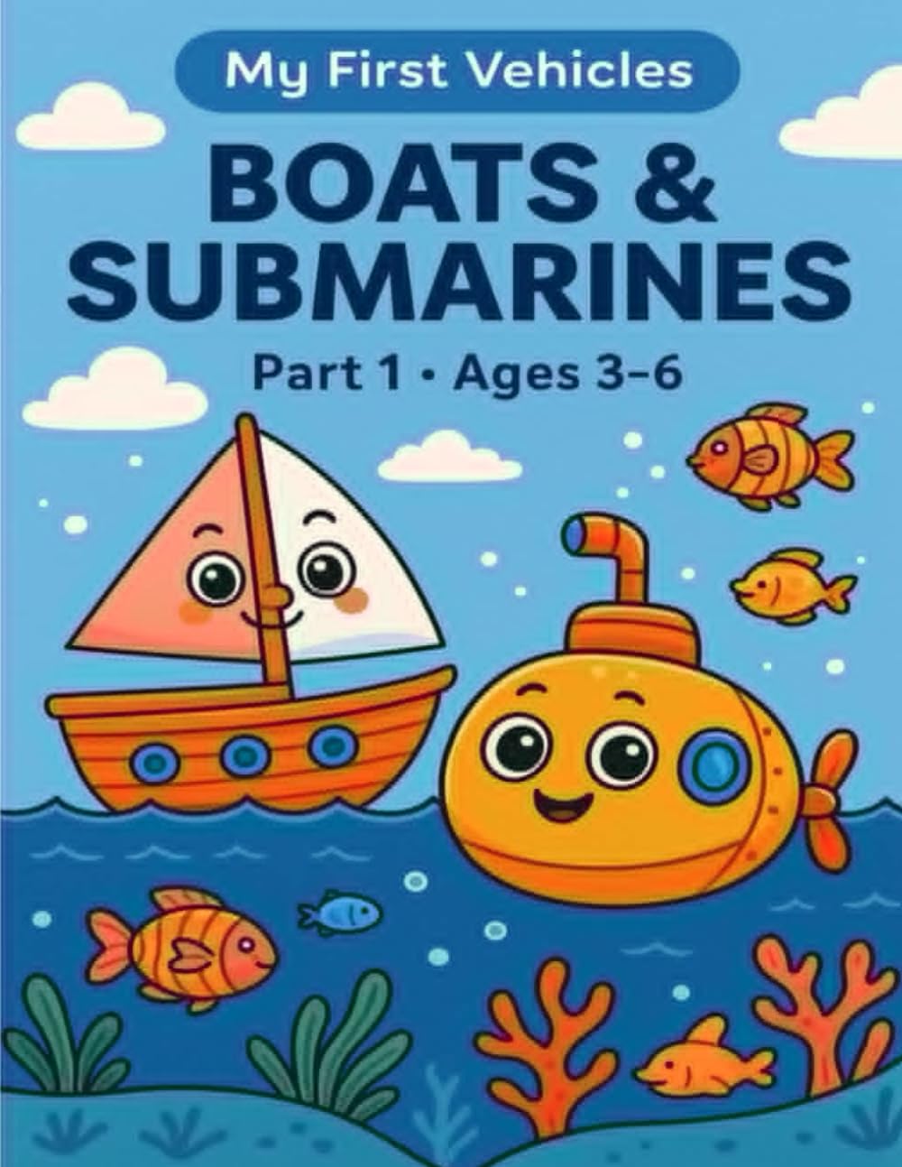 Boats & Submarines Coloring Book for Kids Ages 3–6 | Sea Transport Fun | Part 1 of “My First Vehicles” Series: 32 Fun Sea Vehicle Pages for Toddlers ... Boats, Ships, Submarines & More – Large Print