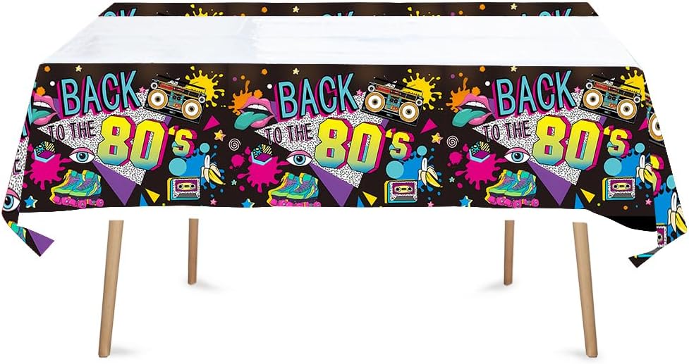 80s Birthday Decorations Party Supplies, 80's Themed Party Tableware 172pcs Serves 20 - Plates, Napkins, Cups, Cutlery, Tablecloth, Banner, Hanging Swirls, Cupcake Toppers for 80s Hip Pop Party