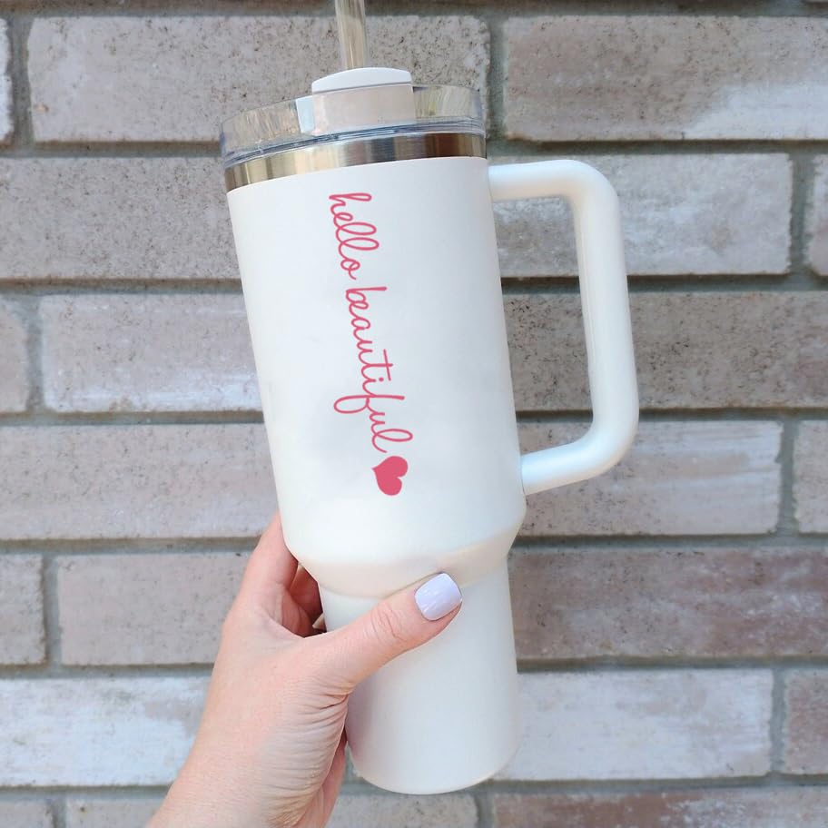 Miniatura 4 de 3x Hello Beautiful Rearview Mirror Decal,Vinyl Pink Car Decals For Women,Vanity Mirror Stickers,Girl Car Decal Gifts,Car Window Decal,Car Mirror