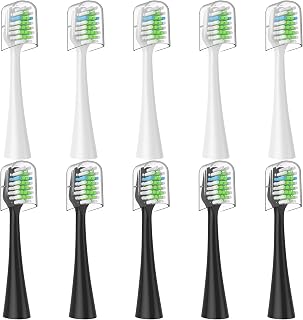 Toothbrush Replacement Heads Compatible with Waterpik Complete Care 5.0/9.0 (CC-01/WP-862),10 Pack, 5 White + 5 Black